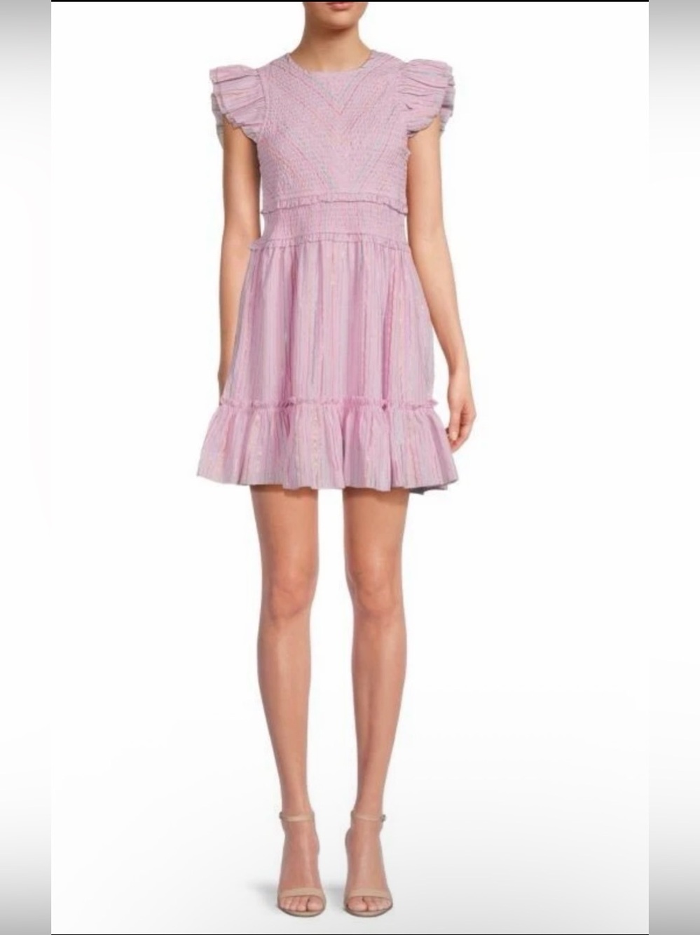 NWT Saylor Zinnia Stripe Mini Dress Size M Smocked Pink Metallic
Swiftie Dress